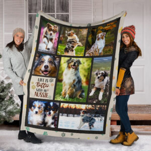 Life Is Better With An Australian Shepherd Fleece Throw Blanket - Pendleton Sherpa Fleece Blanket - Gifts For Dog Lover