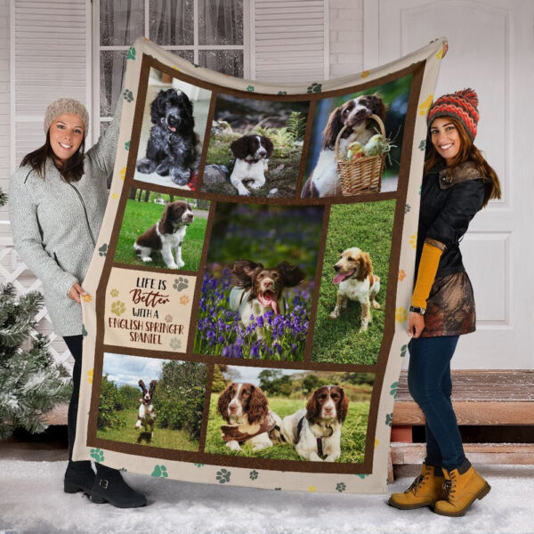 Life Is Better With An English Springer Spaniel Fleece Throw Blanket – Pendleton Sherpa Fleece Blanket – Gifts For Dog Lover