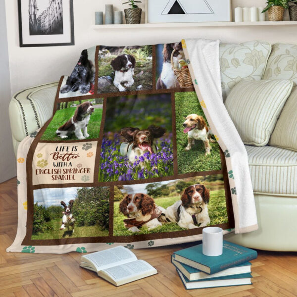 Life Is Better With An English Springer Spaniel Fleece Throw Blanket – Pendleton Sherpa Fleece Blanket – Gifts For Dog Lover