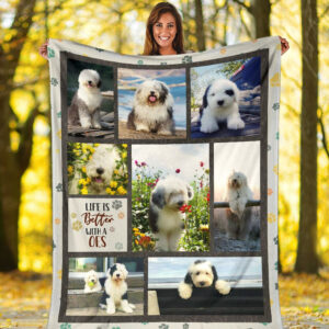 Life Is Better With An Old English Sheepdog Fleece Throw Blanket - Pendleton Sherpa Fleece Blanket - Gifts For Dog Lover