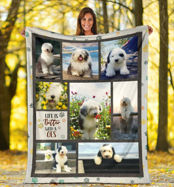 Life Is Better With An Old English Sheepdog Fleece Throw Blanket – Pendleton Sherpa Fleece Blanket – Gifts For Dog Lover