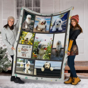 Life Is Better With An Old English Sheepdog Fleece Throw Blanket - Pendleton Sherpa Fleece Blanket - Gifts For Dog Lover