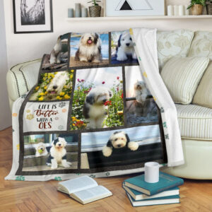 Life Is Better With An Old English Sheepdog Fleece Throw Blanket - Pendleton Sherpa Fleece Blanket - Gifts For Dog Lover