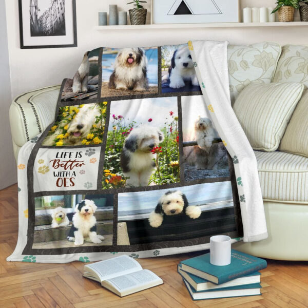 Life Is Better With An Old English Sheepdog Fleece Throw Blanket – Pendleton Sherpa Fleece Blanket – Gifts For Dog Lover