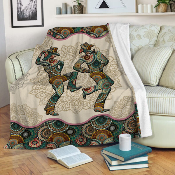 Line Dance Vt Vintage Mandala Fleece Throw Blanket – Sherpa Fleece Blanket – Soft Lightweight Blanket