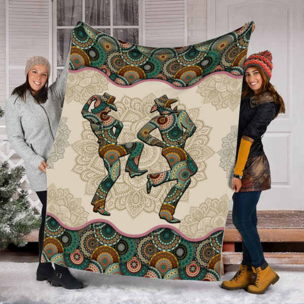 Line Dance Vt Vintage Mandala Fleece Throw Blanket – Sherpa Fleece Blanket – Soft Lightweight Blanket