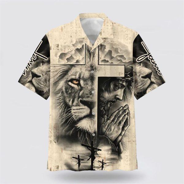 Lion And Jesus Hawaiian Shirt – Gifts For Jesus Lovers