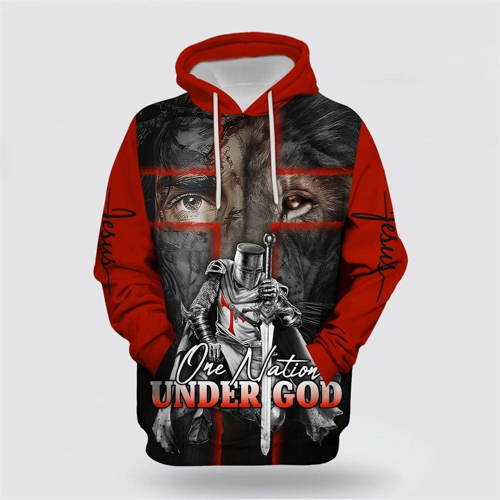 Lion And Warrior Hoodies One Nation Under God All Over Print 3D Hoodie – Gifts For Christians Lion And Warrior Hoodies One Nation Under God All Over Print 3D Hoodie – Gifts For Christians