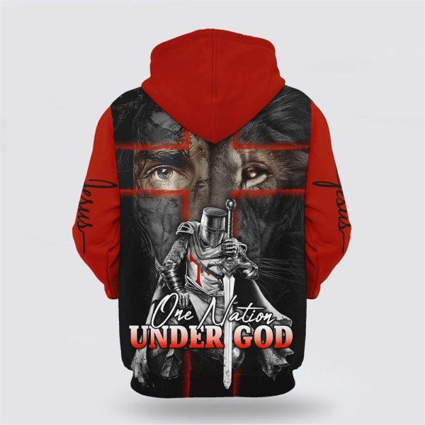 Lion And Warrior Hoodies One Nation Under God All Over Print 3D Hoodie – Gifts For Christians