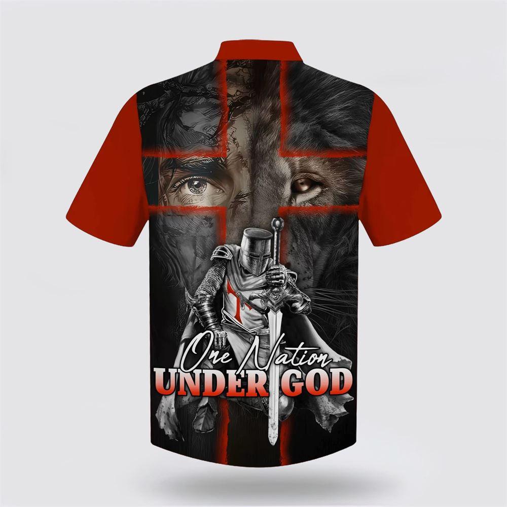 Lion And Warrior One Nation Under God Hawaiian Shirt – Gifts For Jesus Lovers Lion And Warrior One Nation Under God Hawaiian Shirt – Gifts For Jesus Lovers