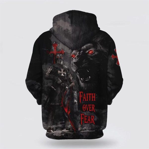 Lion Armor Knight Faith Over Fear All Over Print 3D Hoodie – Gifts For Christians
