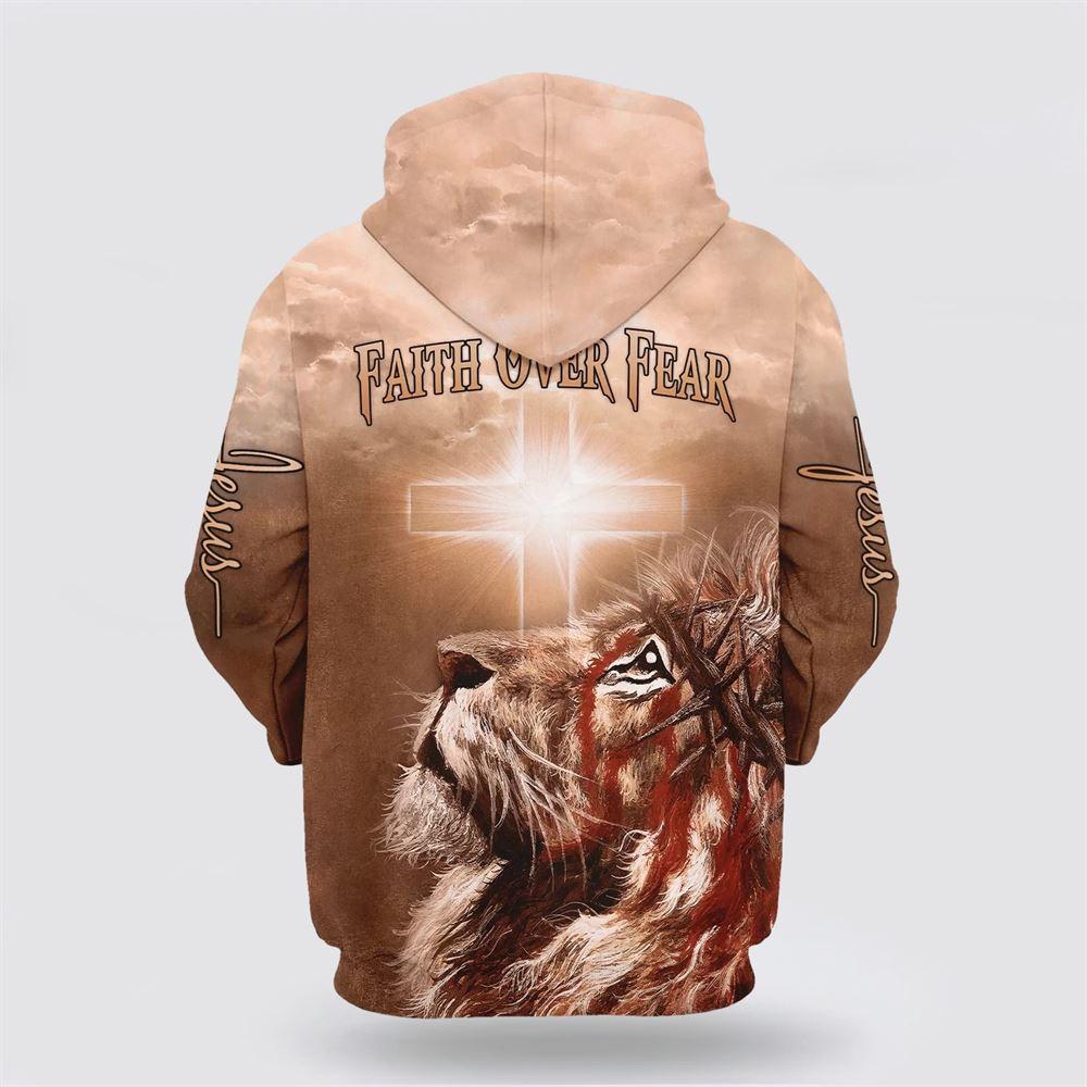 Lion Cross Faith Over Fear All Over Print 3D Hoodie – Gifts For Christians Lion Cross Faith Over Fear All Over Print 3D Hoodie – Gifts For Christians
