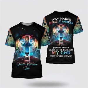 Lion Cross Light Way Maker Miracle Worker All Over Print 3D T Shirt – Gifts For Christians