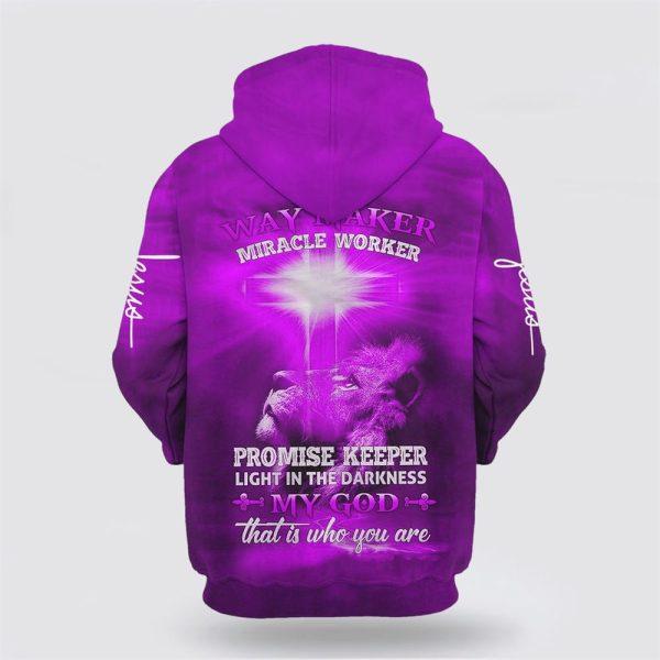 Lion Cross Way Maker Miracle Worker Promise Keeper My God All Over Print 3D Hoodie – Gifts For Christians