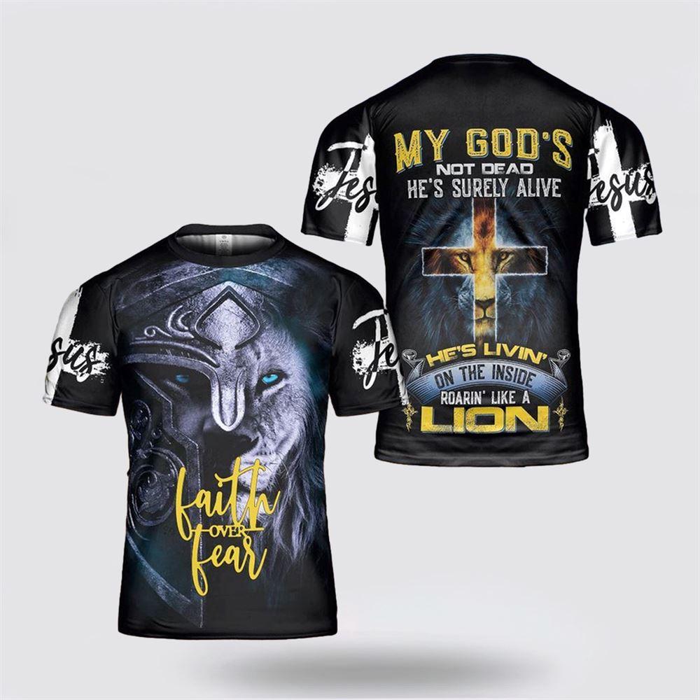 Lion God Inside Faith Over Fear Lion Jesus All Over Print 3D T Shirt – Gifts For Christian Friends Lion God Inside Faith Over Fear Lion Jesus All Over Print 3D T Shirt – Gifts For Christian Friends