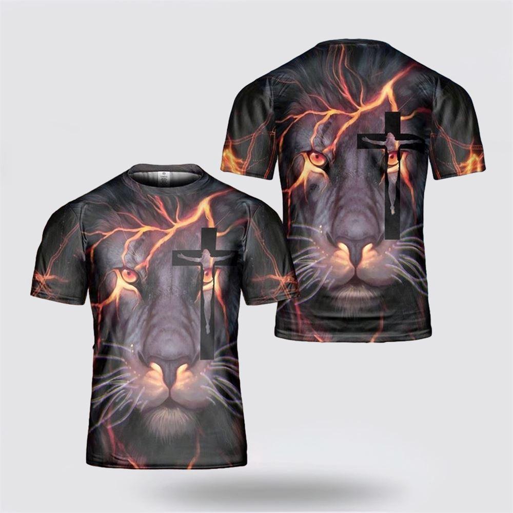 Lion Jesus Eye Jesus All Over Print 3D T Shirt – Gifts For Christian Friends