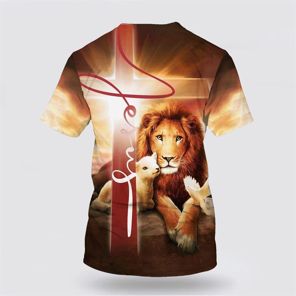 Lion Lamb And A Dove All Over Print 3D T Shirt – Gifts For Christian Friends