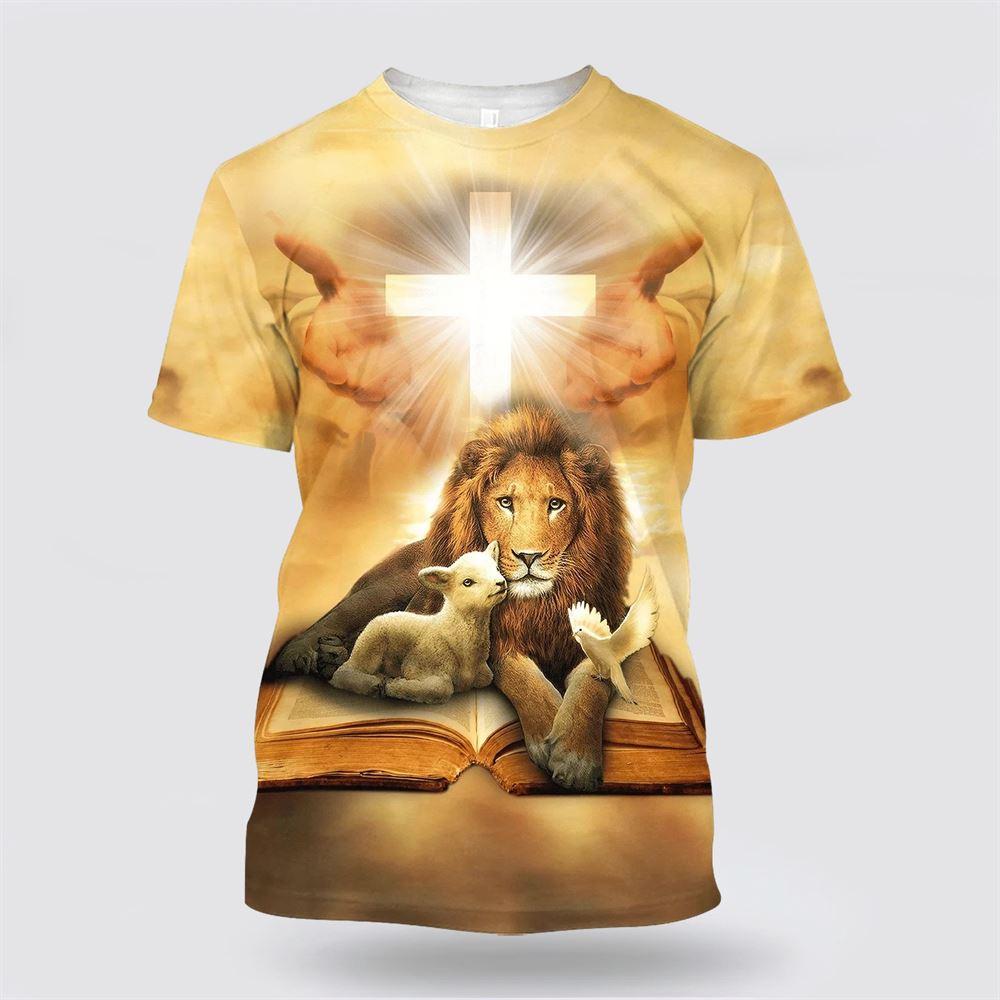 Lion Lamb And Dove All Over Print 3D T Shirt – Gifts For Christian Friends Lion Lamb And Dove All Over Print 3D T Shirt – Gifts For Christian Friends