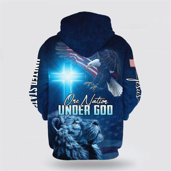 Lion Of Judah One Nation Under God All Over Print 3D Hoodie – Gifts For Christians