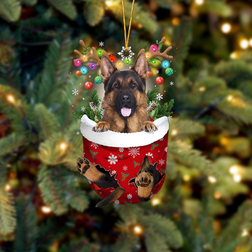 Long Haired German Shepherd In Snow Pocket Christmas Ornament – Flat Acrylic Dog Ornament Long Haired German Shepherd In Snow Pocket Christmas Ornament – Flat Acrylic Dog Ornament