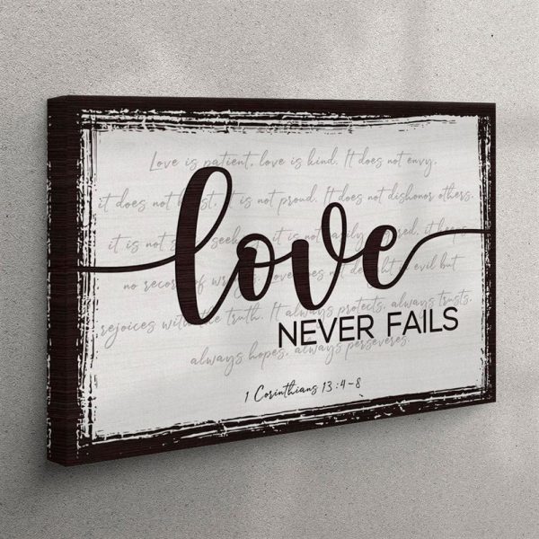 Love Never Fails 1 Corinthians 134-8 Canvas Wall Art Christian Gifts – Christian Wall Art Canvas