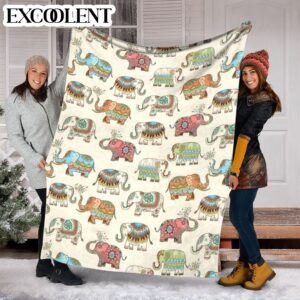 Lucky Elephant Patterns Vintage Fleece Throw Blanket - Weighted Blanket To Sleep - Best Gifts For Family