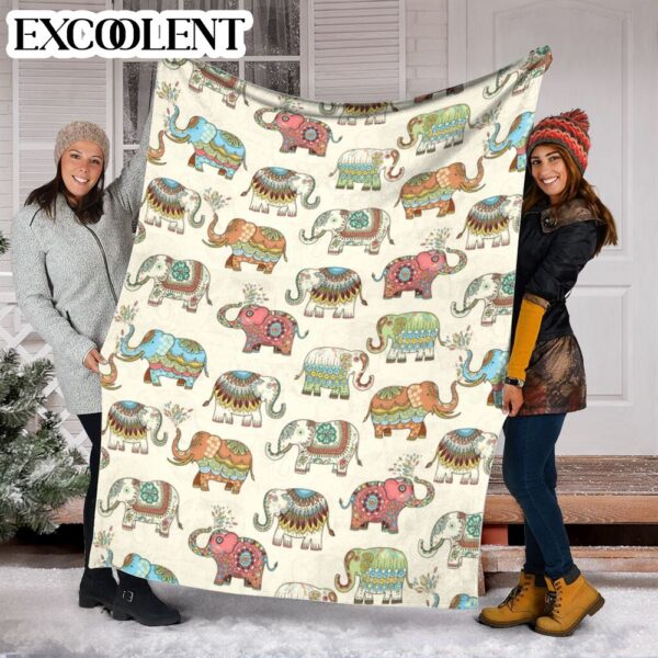 Lucky Elephant Patterns Vintage Fleece Throw Blanket – Weighted Blanket To Sleep – Best Gifts For Family