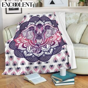 Lucky Elephant Purple Mandala Fleece Throw Blanket - Weighted Blanket To Sleep - Best Gifts For Family