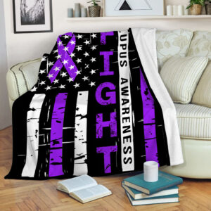 Lupus Awareness Fight Usa Flag Fleece Throw…