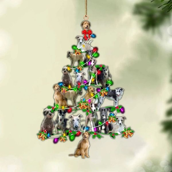Lurcher Christmas Tree Lights-Two Sided Christmas Plastic Hanging Ornament – Christmas Decor