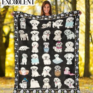 Maltese Fleece Throw Blanket - Pendleton Sherpa Fleece Blanket - Gifts For Dog Lover