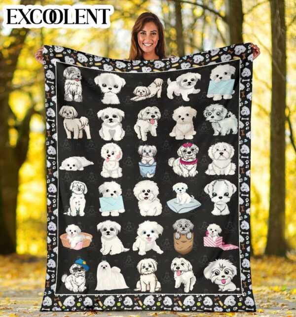 Maltese Fleece Throw Blanket – Pendleton Sherpa Fleece Blanket – Gifts For Dog Lover