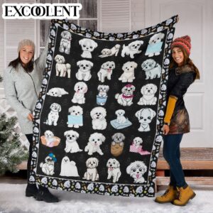 Maltese Fleece Throw Blanket - Pendleton Sherpa Fleece Blanket - Gifts For Dog Lover