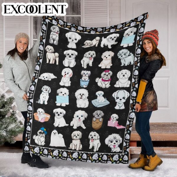 Maltese Fleece Throw Blanket – Pendleton Sherpa Fleece Blanket – Gifts For Dog Lover