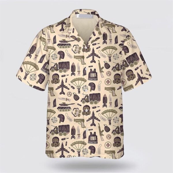 Military Us Army Icons Pattern Hawaiian Shirt – Gift For Military Personnel