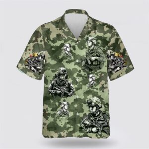 Military Us Army Pattern Hawaiian Shirt –…