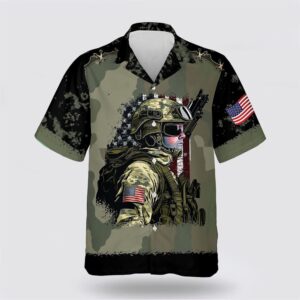 Military Us Army Veteran American Flag Pattern Hawaiian Shirt - Beachwear Gift For Military Personnel