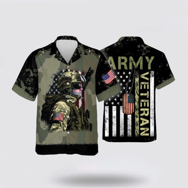 Military Us Army Veteran American Flag Pattern Hawaiian Shirt – Beachwear Gift For Military Personnel