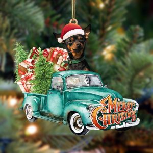 Miniature Pinscher Green Truck Hanging Christmas Plastic…