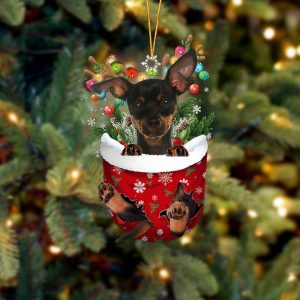 Miniature Pinscher In Snow Pocket Christmas Ornament…