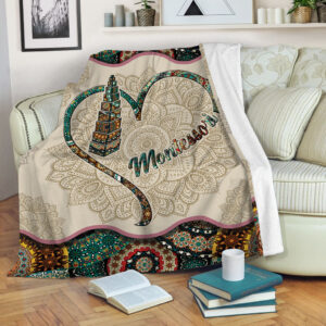 Montessori Vintage Mandala Fleece Throw Blanket –…