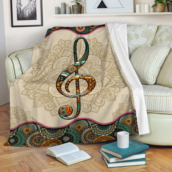 Music Vintage Mandala Laundry Fleece Throw Blanket – Sherpa Fleece Blanket – Soft Lightweight Blanket