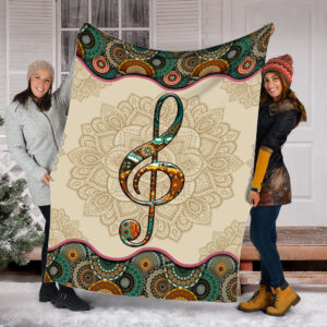 Music Vintage Mandala Laundry Fleece Throw Blanket - Sherpa Fleece Blanket - Soft Lightweight Blanket