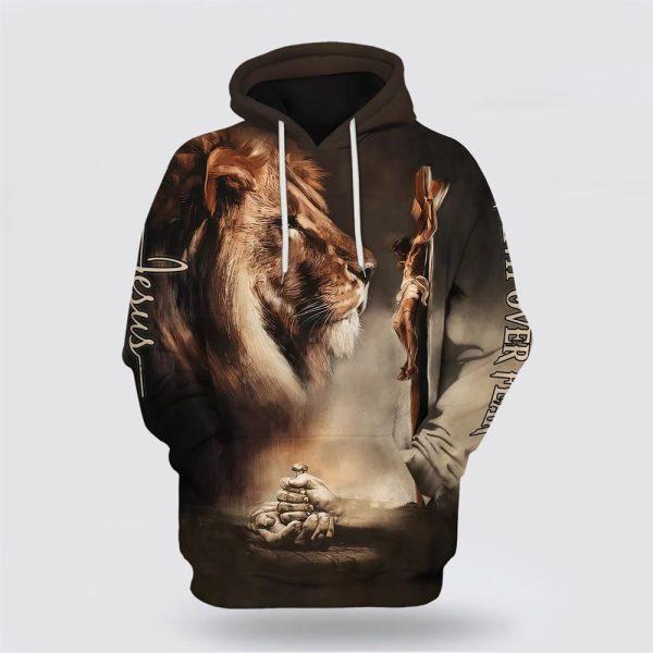Nail The Hand Of Jesus And Lion All Over Print 3D Hoodie – Gifts For Christians