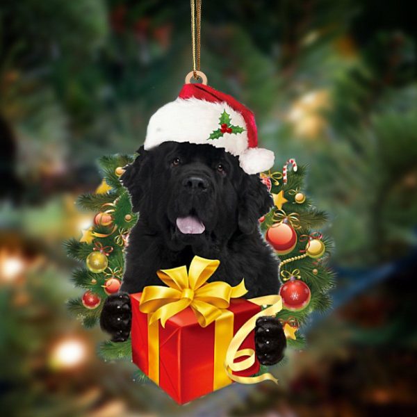 Newfoundland Dogs Give Gifts Hanging Christmas Plastic Hanging Ornament – Funny Ornament
