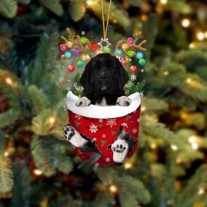 Newfoundland In Snow Pocket Christmas Ornament –…