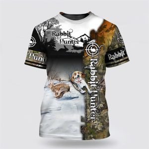 Nice Dog Hunting Rabbit Camo All Over Printed 3D T Shirt – Gifts For Christians
