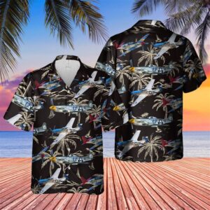 North American P-51 Mustang Aloha Hawaiian Shirt - Mens Hawaiian Shirt - US Air Force Gifts