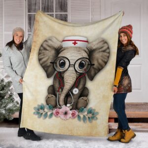 Nurse Elephant 2 Fleece Throw Blanket –…