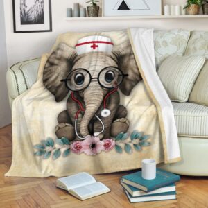 Nurse Elephant 2 Fleece Throw Blanket - Sherpa Throw Blanket - Soft And Cozy Blanket